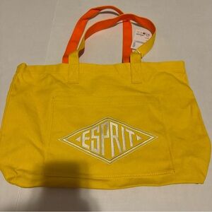 ESPRIT 90's Style Yellow & Orange & White Canvas Logo Tote Authentic NWT